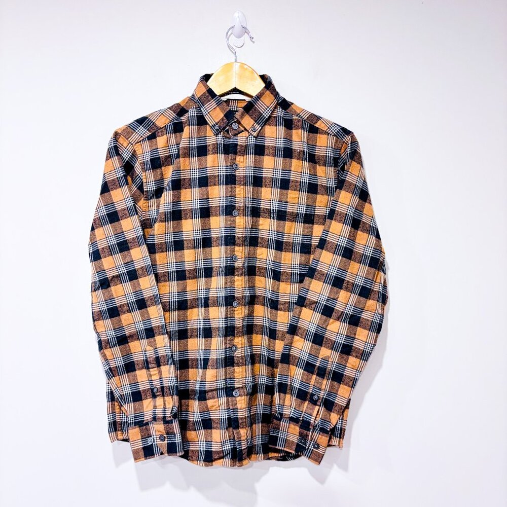 RW&CO. Brown plaid flannel shirt |‎ Cozy fall casual | Small